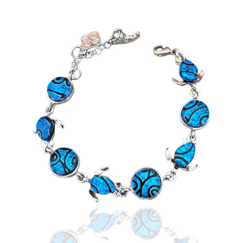 Turtle Link Bracelet- Cobalt with Pattern