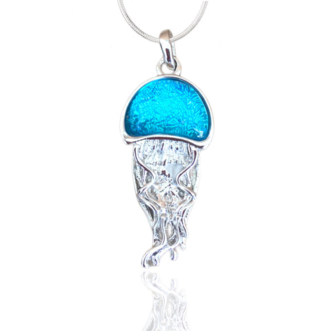 Jellyfish Pendant-Turqoise Blue Transparent