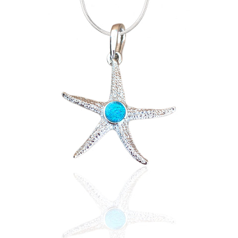 Starfish Pendant-Turqoise Blue Transparent