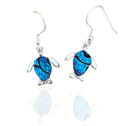 Turtle Earrings-Cobalt with Pattern