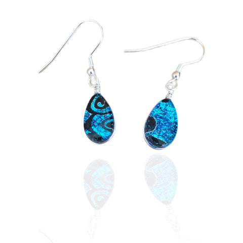 Teardrop Earrings-Cobalt with Pattern