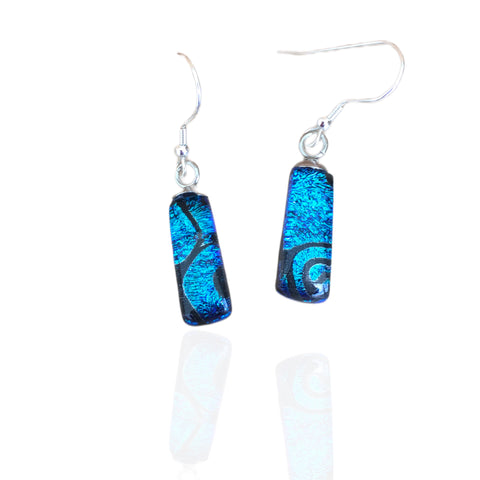 Drop Earrings-Cobalt with Pattern