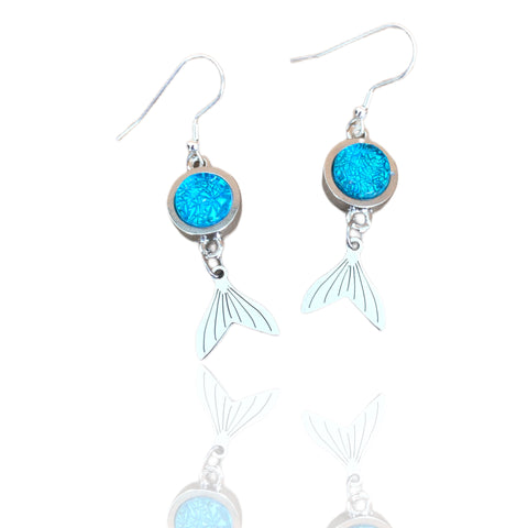 Mermail Tail Earrings-Turqoise Blue Transparent