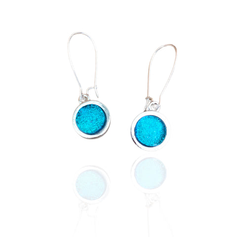 Mini O Earrings- Turquoise Blue Transparent