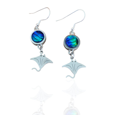 Manta Ray Earrings-Teal