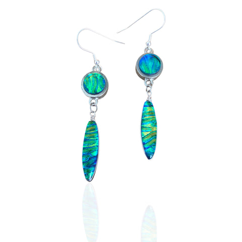 Xtra Long Mini O Earrings-Teal