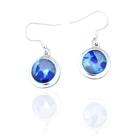 Dot Earrings- Cobalt Splatter