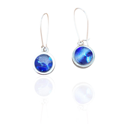 Mini O Earrings- Cobalt Splatter