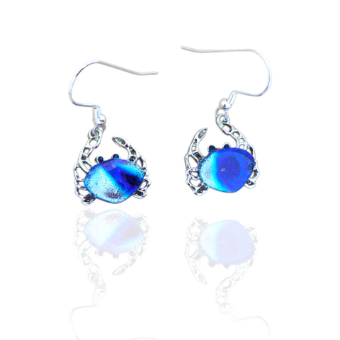 Crab Earrings-Cobalt Splatter