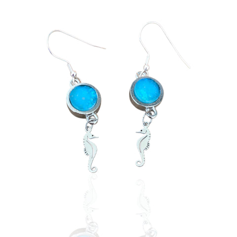 Seahorse Earrings-Turquoise Blue