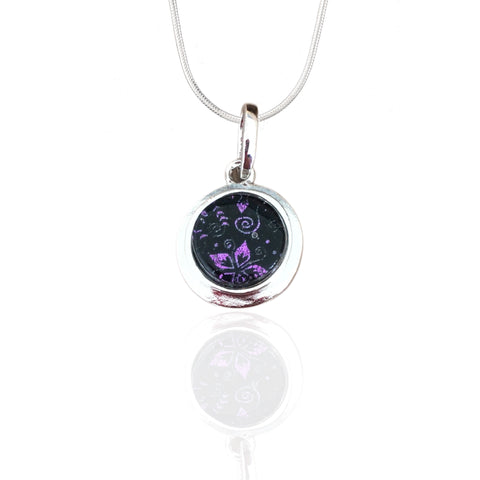 Dot Pendant- Purple Flower Pattern